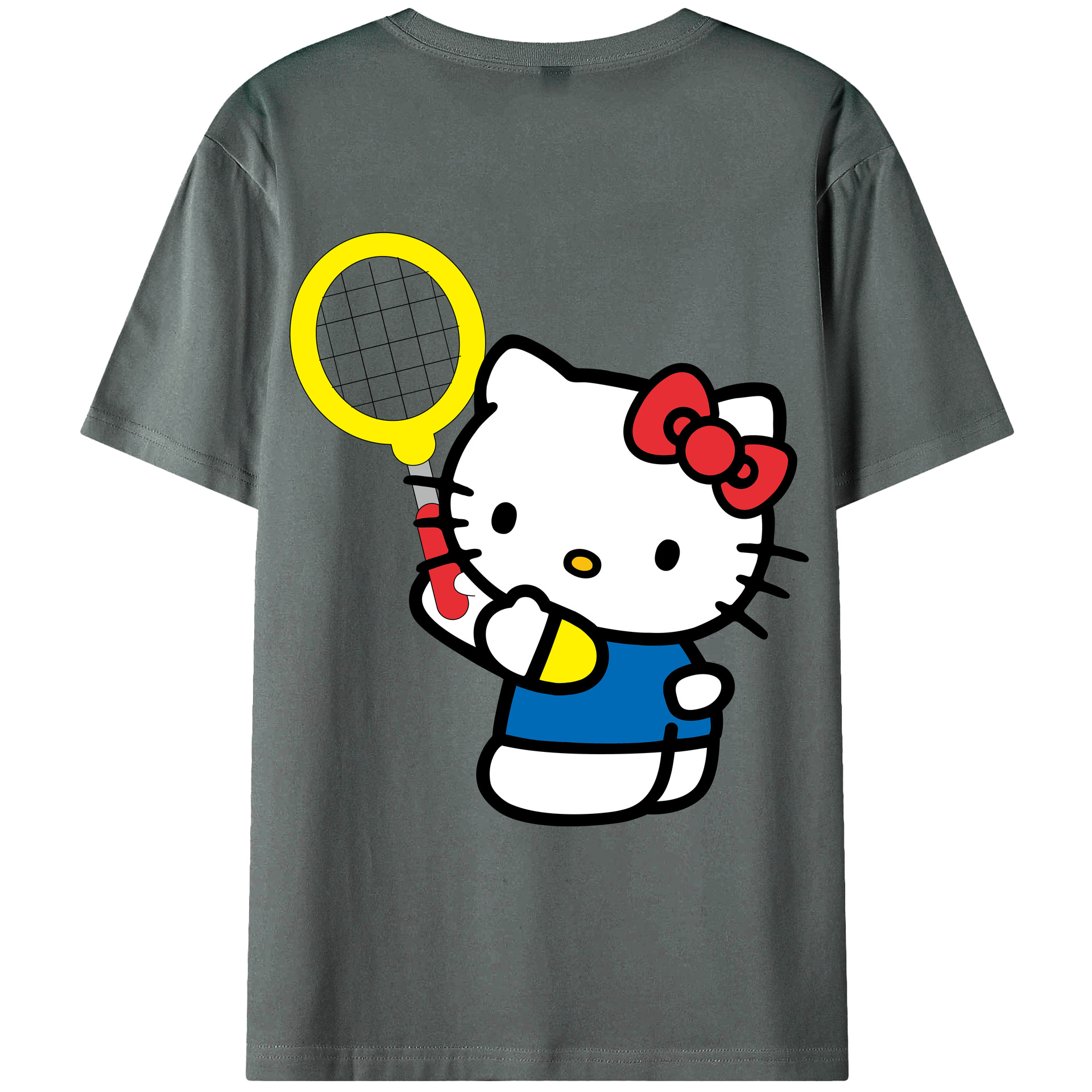 （画像用） Hello Kitty ハローキティ 綿100％ メンズ半袖Tシャツ（バックプリント） 通気性